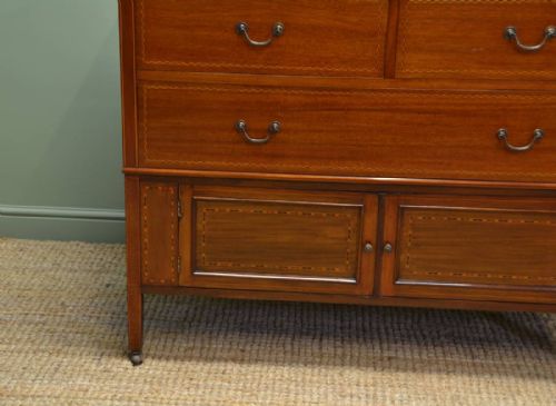 fig 1. Beautifully Inlaid Antique Edwardian Chest Of Drawers