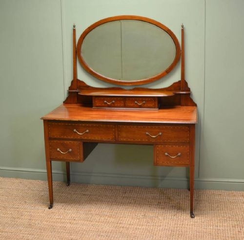 Beautifully Inlaid Antique Edwardian Mahogany Dressing Table