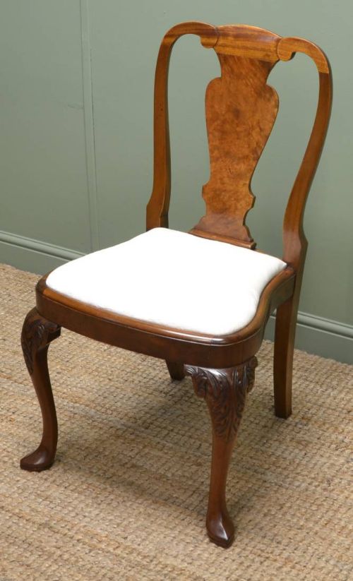 fig 1. Set Of 8 Stunning Quality Edwardian Walnut Antique Dining Chairs