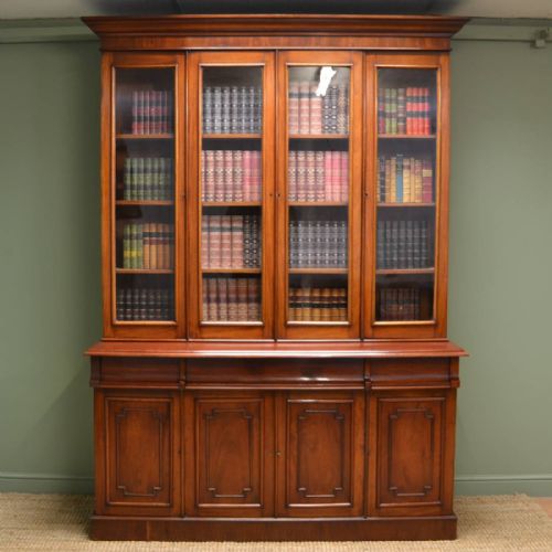 Large Victorian Mahogany Antique Glazed Bookcase / Dresser