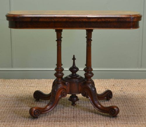 fig 1. Beautifully Figured Walnut Antique Victorian Card Table - Games Table