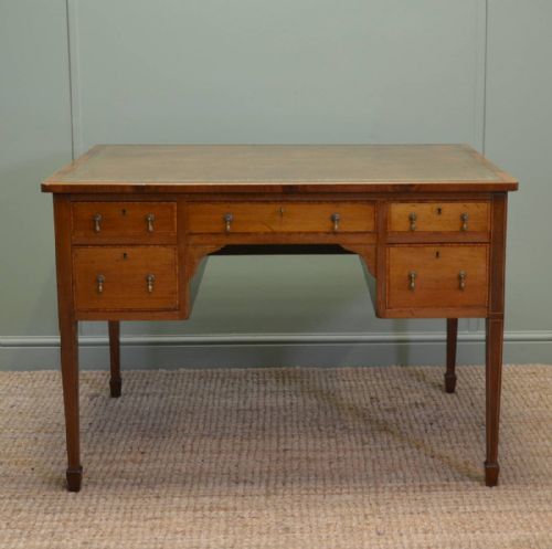 fig 1. Large Edwardian Mahogany Antique Inlaid Writing Desk