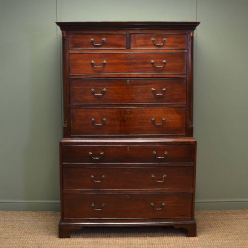 Small Georgian Walnut Antique Chest on Chest