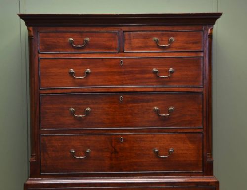 fig 2. Small Georgian Walnut Antique Chest On Chest 