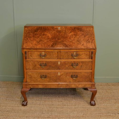 Stunning Burr Walnut Edwardian Antique Bureau