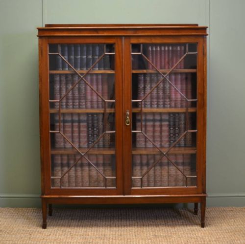 Edwardian Walnut Astragal Glazed Antique Bookcase