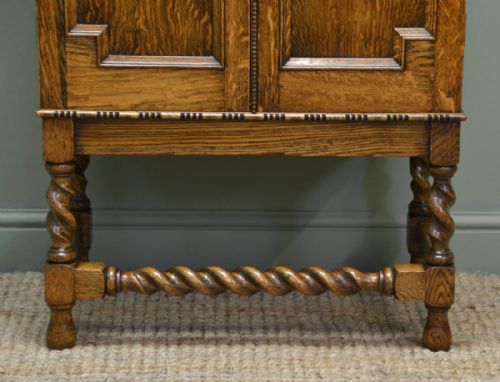 fig 1. Unusual Edwardian Golden Oak Small Antique Cupboard