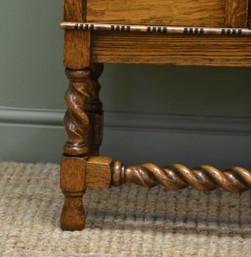 fig 2. Unusual Edwardian Golden Oak Small Antique Cupboard