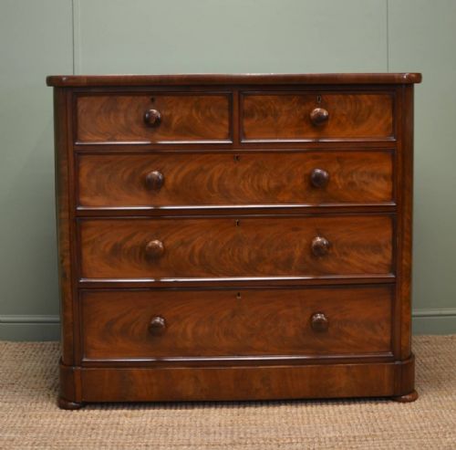 Stunning Figured Mahogany Victorian Antique Chest of Drawers
