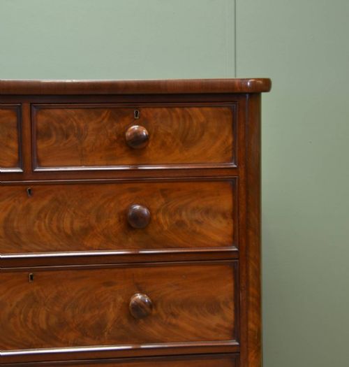 fig 2. Stunning Figured Mahogany Victorian Antique Chest Of Drawers