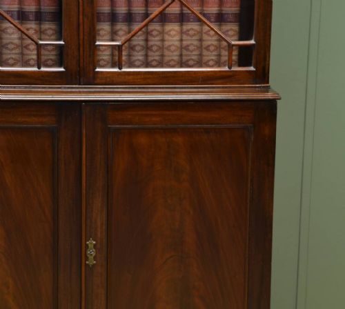 fig 2. Attractive Georgian Mahogany Antique Bookcase On Cupboard