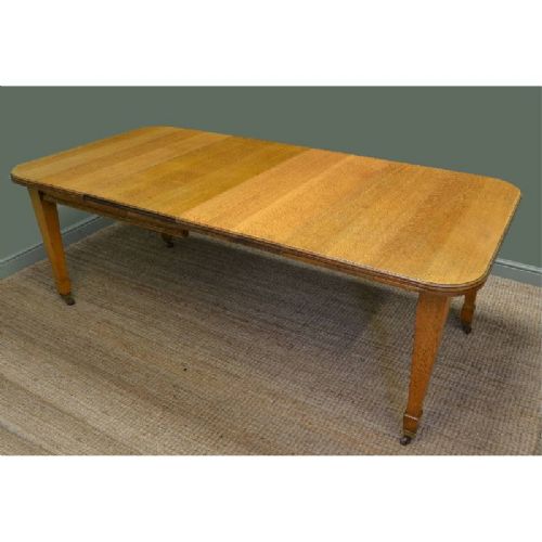 fig 1. Edwardian Golden Oak Antique Wind Out Extending Dining Table