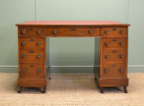 Victorian Walnut Antique Pedestal Desk