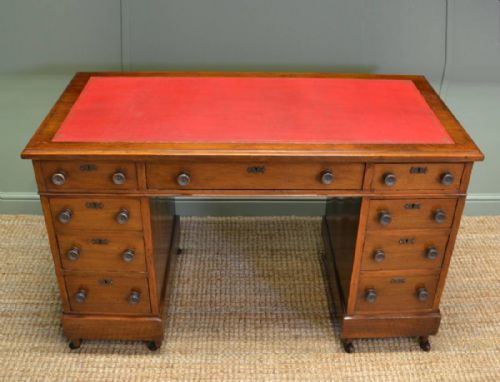 fig 1. Victorian Walnut Antique Pedestal Desk