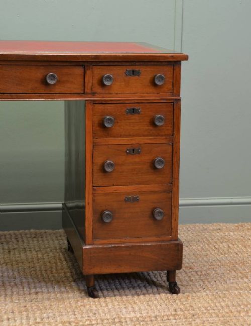 fig 2. Victorian Walnut Antique Pedestal Desk