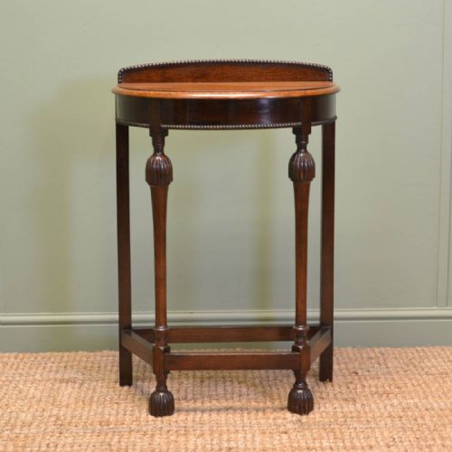 Small Demilune Antique Oak Hall / Side Table