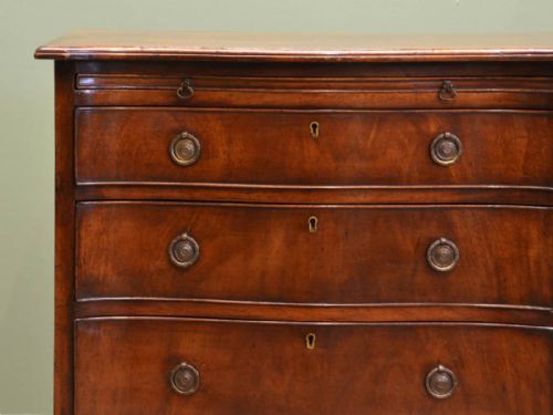 fig 2. Unusual Edwardian Mahogany Serpentine Antique Small Chest Of Drawers