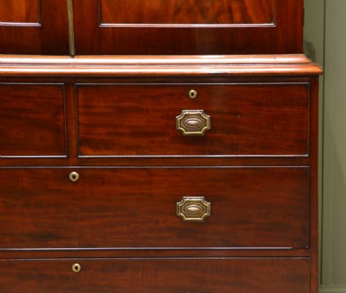 fig 1. Fine Regency Figured Mahogany Antique Linen Press