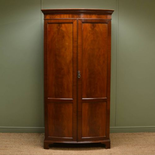 Beautifully Figured Mahogany  Edwardian Bow Fronted Antique Wardrobe