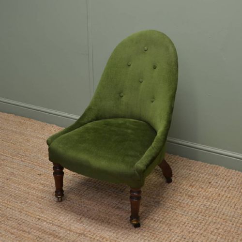 Small Victorian Rosewood Upholstered Antique Side Chair