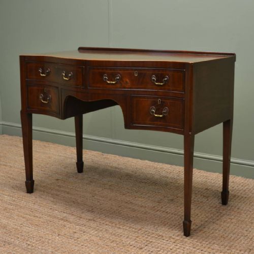 Quality Edwardian Figured Mahogany Antique Serpentine Writing / Side Table