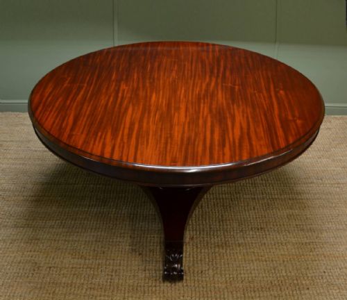 Large Circular Victorian Solid Mahogany Antique Dining Table