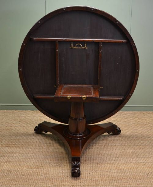 fig 2. Large Circular Victorian Solid Mahogany Antique Dining Table