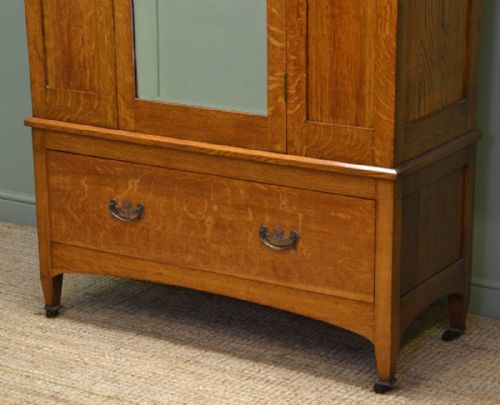 fig 1. Quality Solid Golden Oak Inlaid Victorian Antique Wardrobe