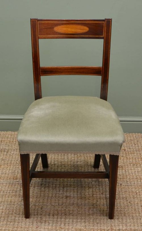 fig 1. Stunning Set Of Six Regency Inlaid Mahogany Antique Dining Chairs