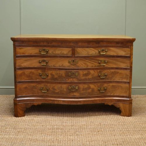 Spectacular Mellow Mahogany Serpentine Edwardian Antique Chest of Drawers