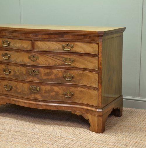 fig 1. Spectacular Mellow Mahogany Serpentine Edwardian Antique Chest Of Drawers