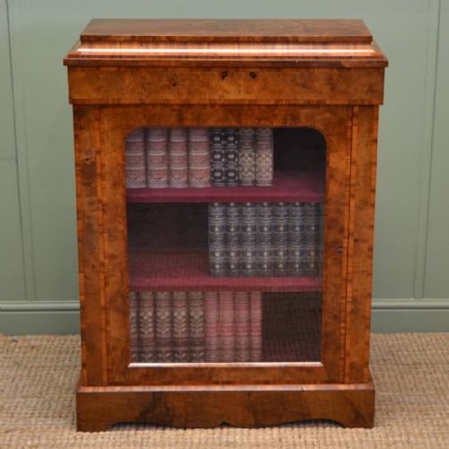 Stunning Figured Burr Walnut Antique Victorian Pier / Display Cabinet
