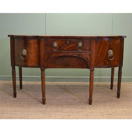 fig 1. Magnificent Large Figured Mahogany Antique Regency Breakfront Sideboard
