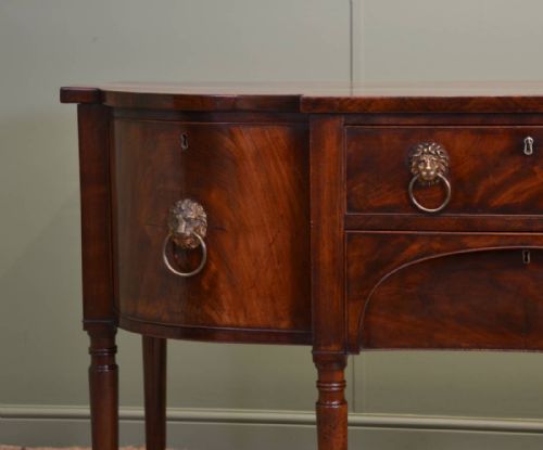 fig 2. Magnificent Large Figured Mahogany Antique Regency Breakfront Sideboard