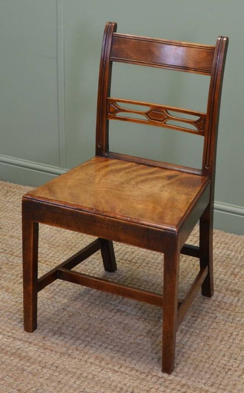 fig 1. Set Of Five Unusual County Fruitwood Antique Dining Chairs