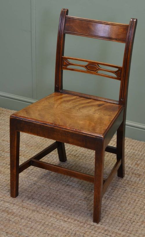 fig 2. Set Of Five Unusual County Fruitwood Antique Dining Chairs