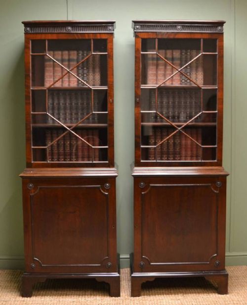 fig 1. Unusual Pair Of Victorian Mahogany Antique Bookcases