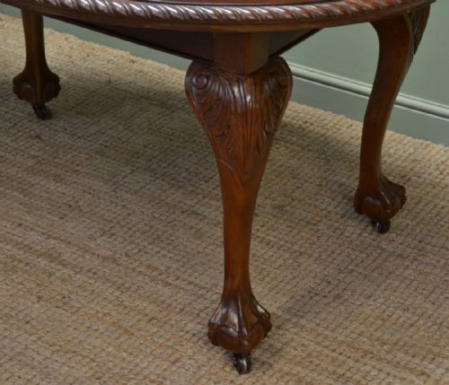 fig 1. Edwardian Walnut Wind Out Extending Antique Dining Table