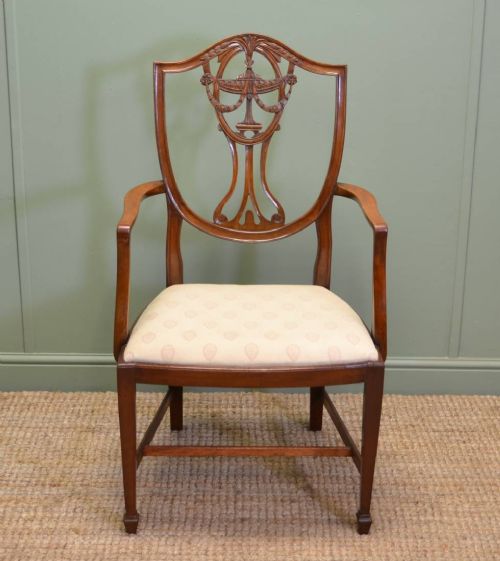 fig 2. Set Of  Eight Hepplewhite Design Edwardian Antique Mahogany Dining Chairs
