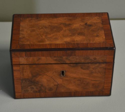 fig 1. Fabulous Quality Victorian Burr Walnut Antique Tea Caddy