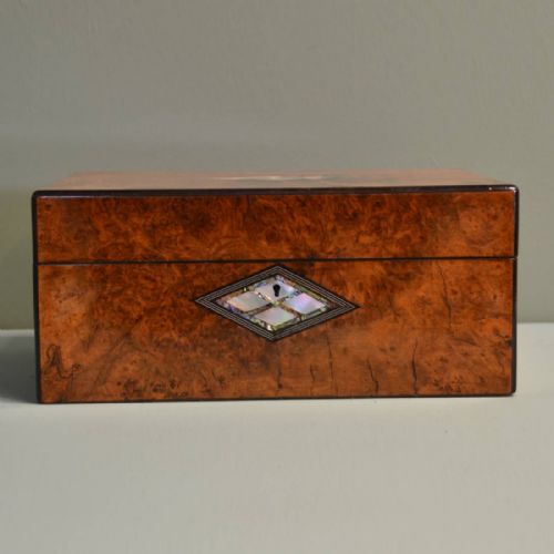 Stunning Quality Figured Burr Walnut Antique Stationary Box