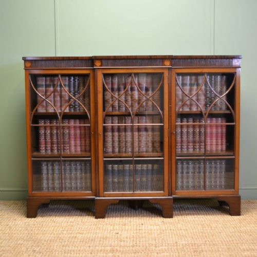 Edwardian Mahogany Antique Brake Fronted Glazed Bookcase