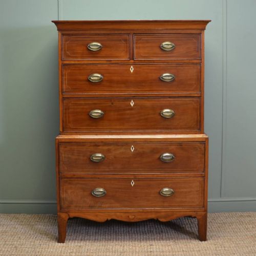 Unusual Small Georgian Country Mahogany Antique Chest on Chest