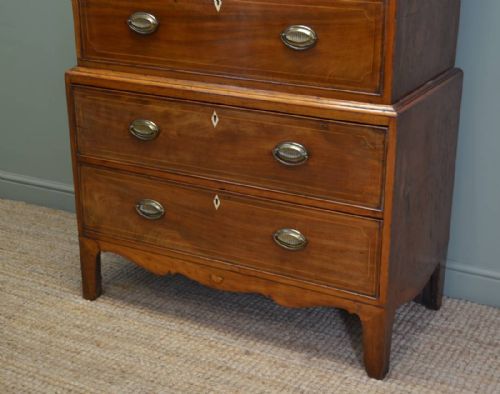 fig 1. Unusual Small Georgian Country Mahogany Antique Chest On Chest