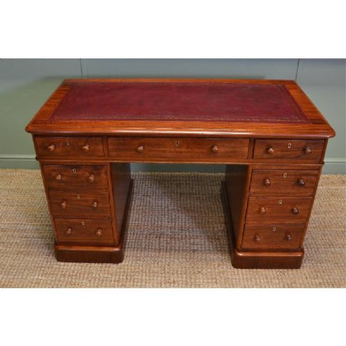 fig 1. Magnificent Quality Antique Victorian Mahogany Pedestal Desk