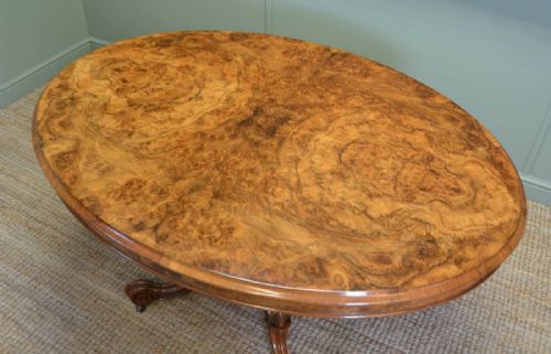 fig 1. Magnificent Quality Victorian Figured Burr Walnut oval Dining Table