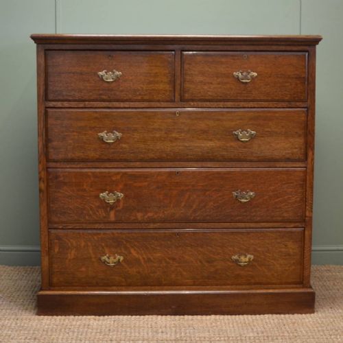 Superb Quality Tall Solid Oak Victorian Antique Chest of Drawers