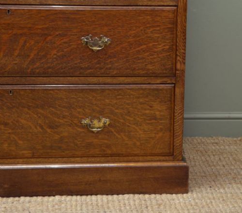 fig 1. Superb Quality Tall Solid Oak Victorian Antique Chest Of Drawers
