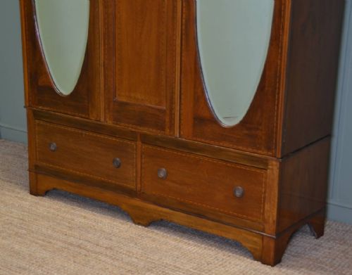 fig 2. Inlaid Edwardian Antique Mahogany Double Wardrobe