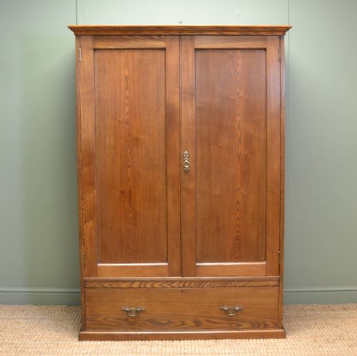 Unusual Low Victorian Arts and Crafts Antique Wardrobe